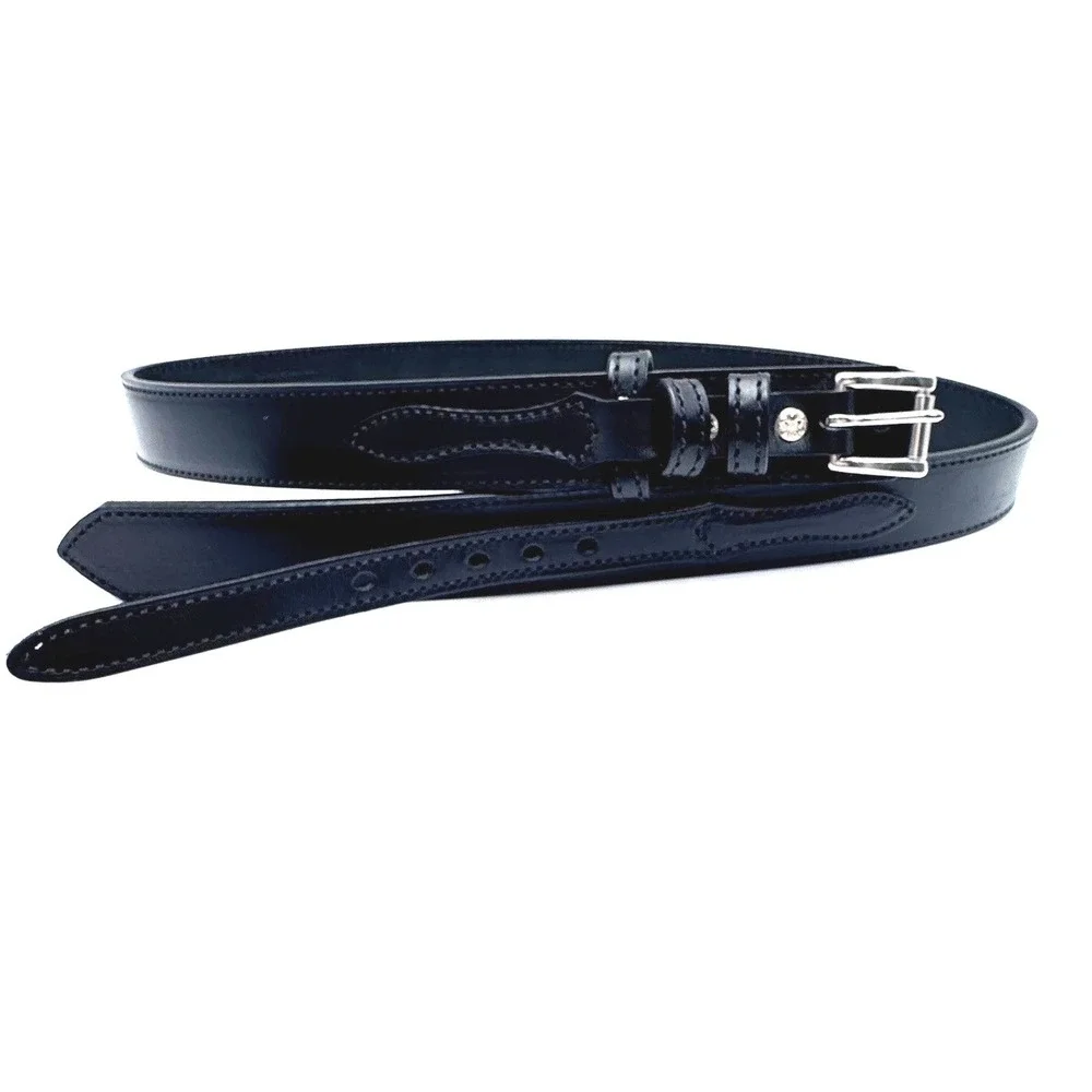 HANKS BELTS Men's 42 Black Genuine Leather 100 Year Ranger Belt Silver Buckle